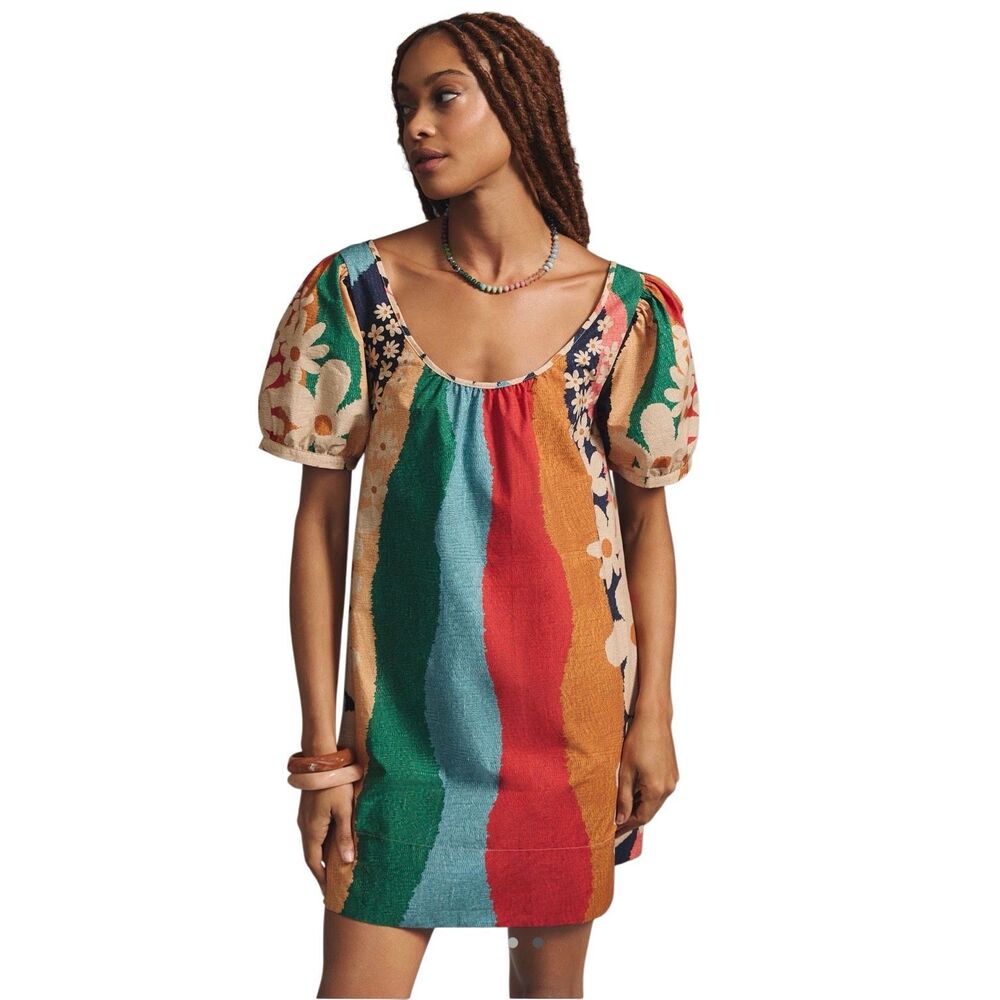 Farm Rio Super Fun Daisy Mini Dress Size Small - Picture 4 of 10